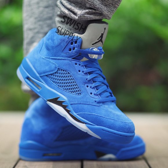 Lightly used Nike Air Jordan 5 Blue Suede Size 9.5 - Picture 3 of 3